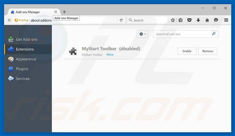 Removing Dash Browser ads from Mozilla Firefox step 2