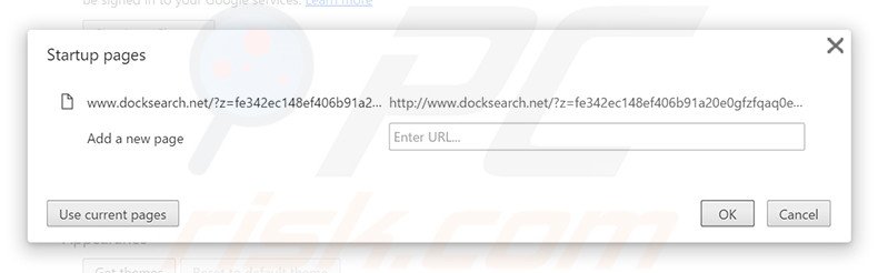 Removing docksearch.net from Google Chrome homepage