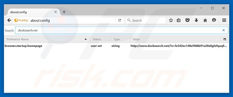 Removing docksearch.net from Mozilla Firefox default search engine
