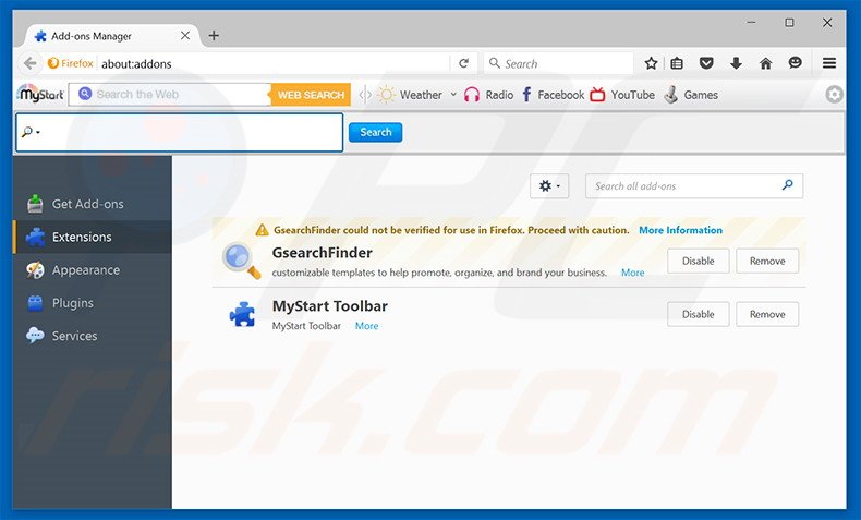 Removing Facebook Notifications ads from Mozilla Firefox step 2