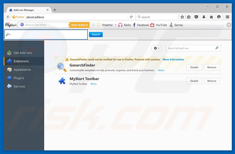 Removing funcionapage.com related Mozilla Firefox extensions