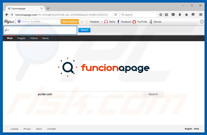 funcionapage.com browser hijacker