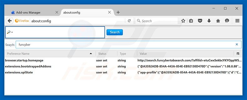 Removing search.funcybertabsearch.com from Mozilla Firefox default search engine