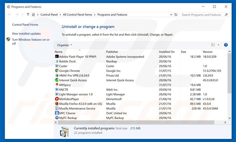 search.funcybertabsearch.com browser hijacker uninstall via Control Panel