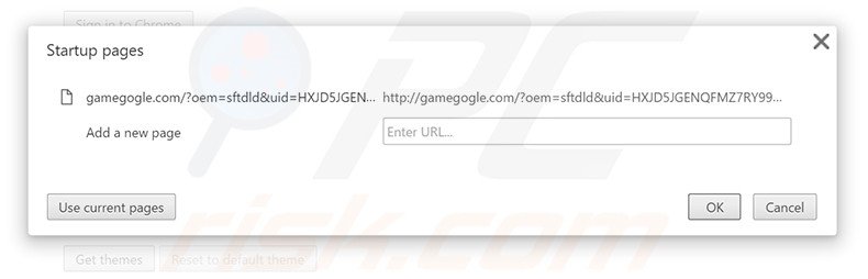 Removing gamegogle.com from Google Chrome homepage