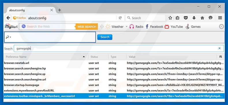 Removing gamegogle.com from Mozilla Firefox default search engine