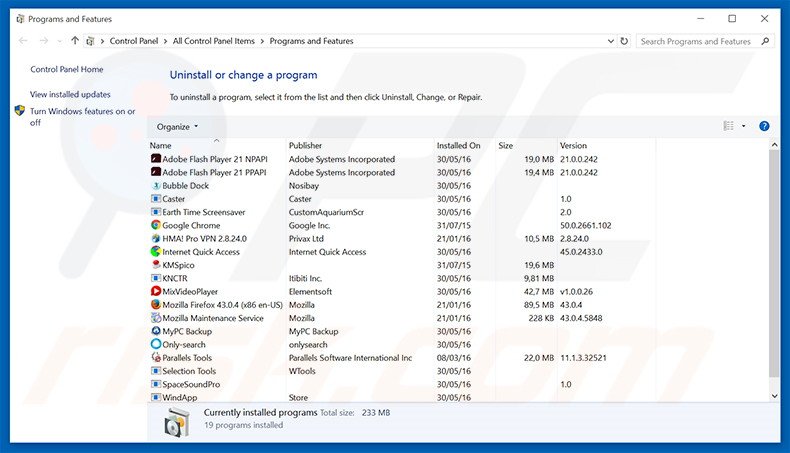 GamesCrystal adware uninstall via Control Panel