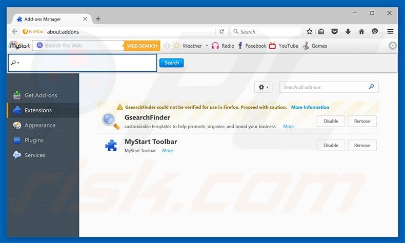 Removing gosearchitnow.com related Mozilla Firefox extensions