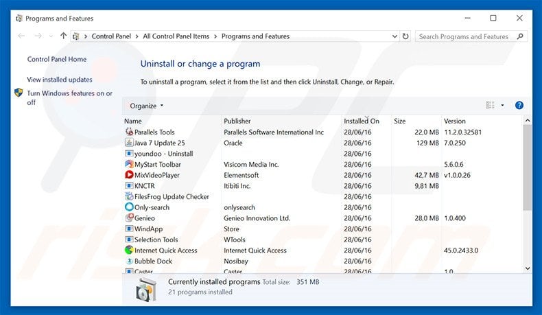 gosearchitnow.com browser hijacker uninstall via Control Panel