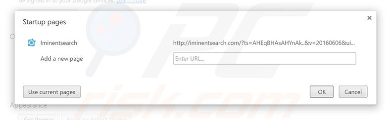 Removing iminentsearch.com from Google Chrome homepage