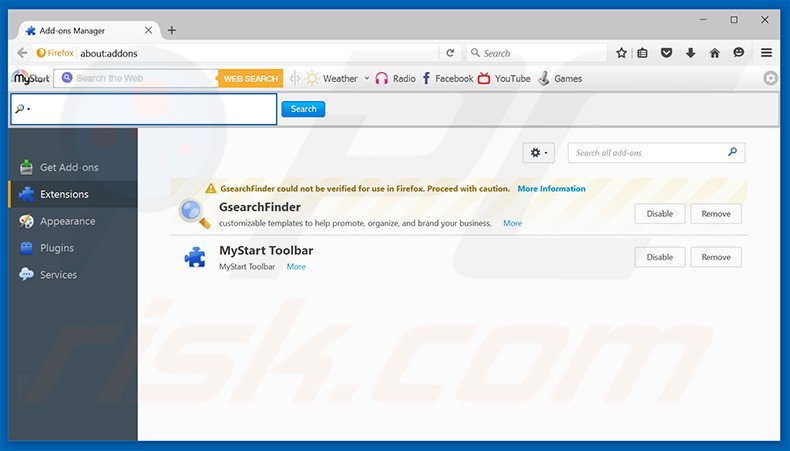 Removing iminentsearch.com related Mozilla Firefox extensions