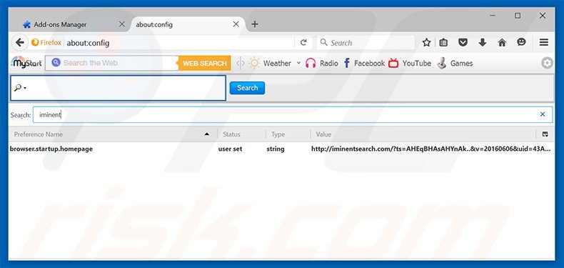 Removing iminentsearch.com from Mozilla Firefox default search engine
