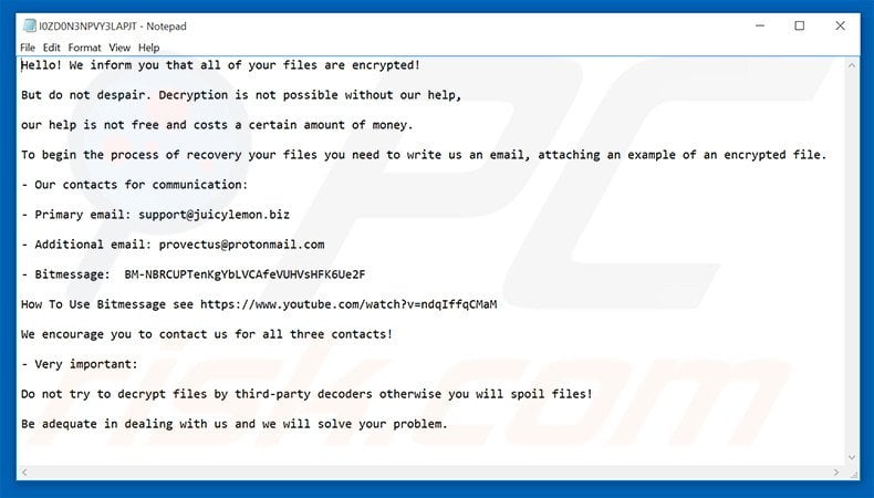 JuicyLemon decrypt instructions