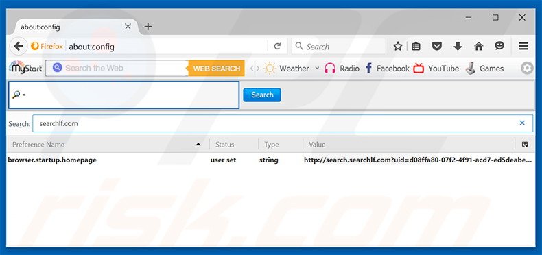 Removing search.searchlf.com from Mozilla Firefox default search engine