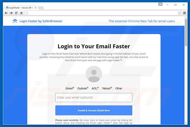 Website used to promote Login Faster browser hijacker