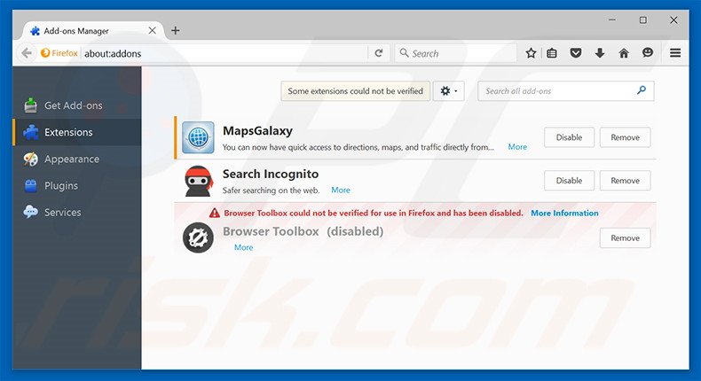 Removing hp.myway.com related Mozilla Firefox extensions