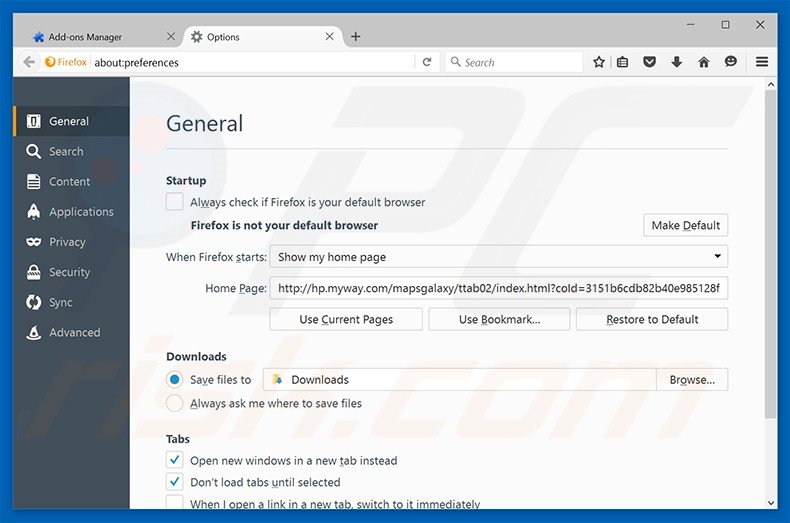 Removing hp.myway.com from Mozilla Firefox homepage