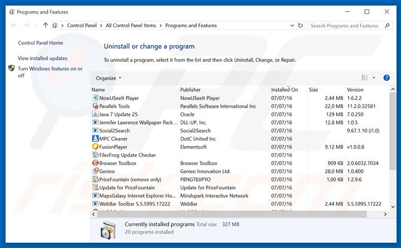 hp.myway.com browser hijacker uninstall via Control Panel