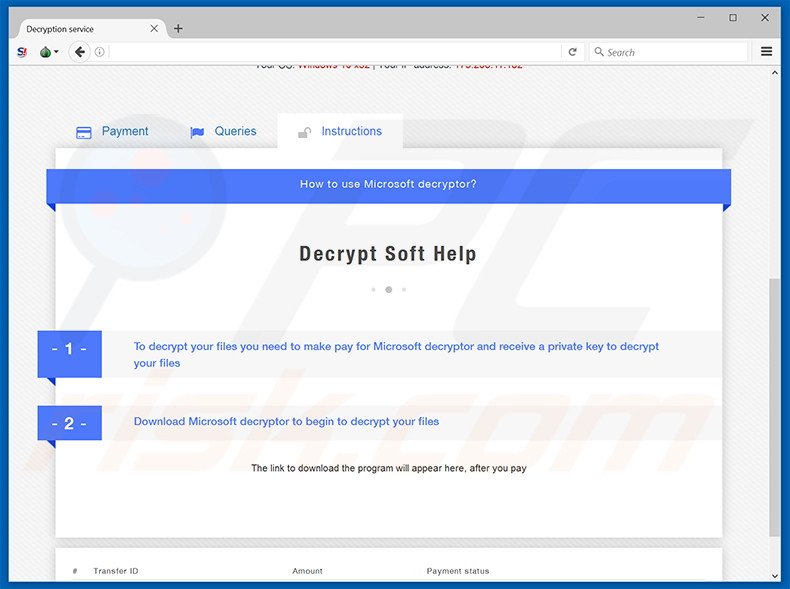 Microsoft Decryptor payment instructions
