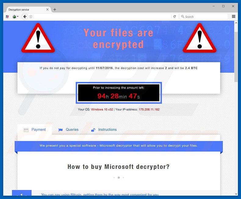 Microsoft Decryptor website