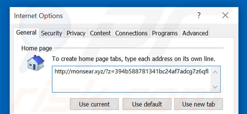 Removing monsear.xyz from Internet Explorer homepage