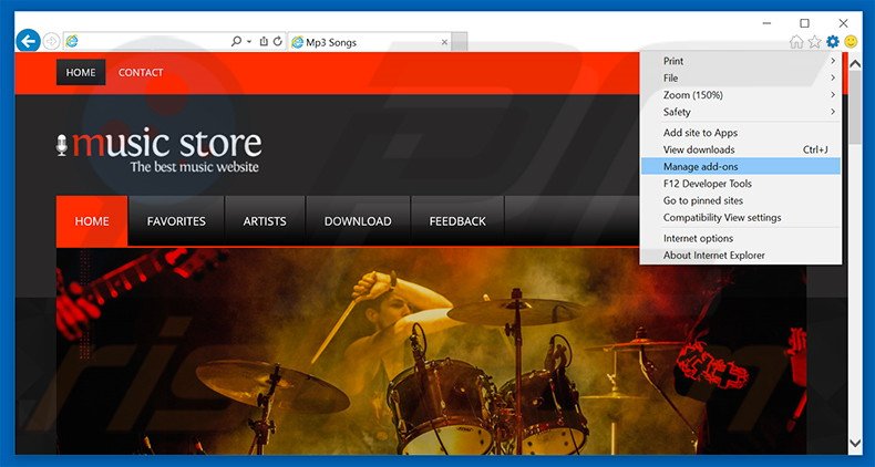 Removing Music Player ads from Internet Explorer step 1