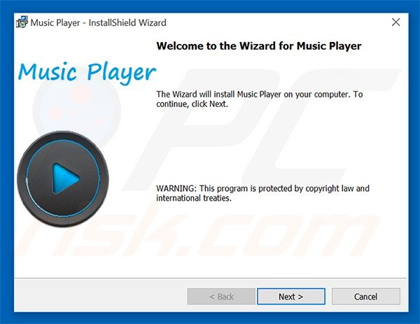 Official Music Player adware installation setup