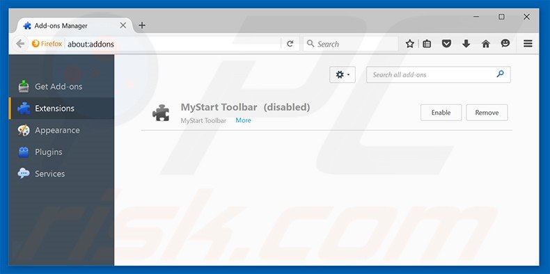 Removing drivingtabsearch.com related Mozilla Firefox extensions