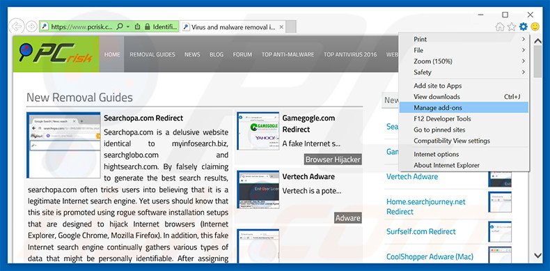 Removing NetSecure ads from Internet Explorer step 1