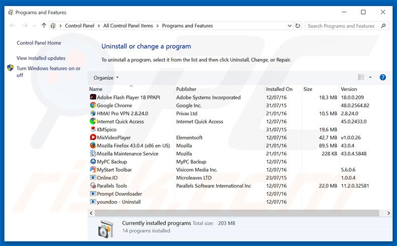 NetSecure adware uninstall via Control Panel