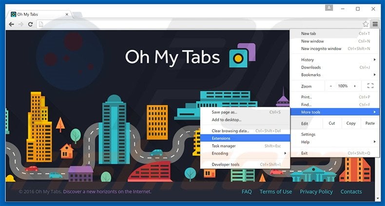 Removing Oh My Tabs  ads from Google Chrome step 1