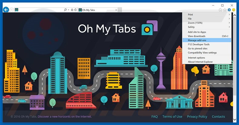 Removing Oh My Tabs ads from Internet Explorer step 1