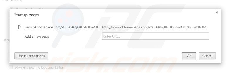 Removing okhomepage.com from Google Chrome homepage