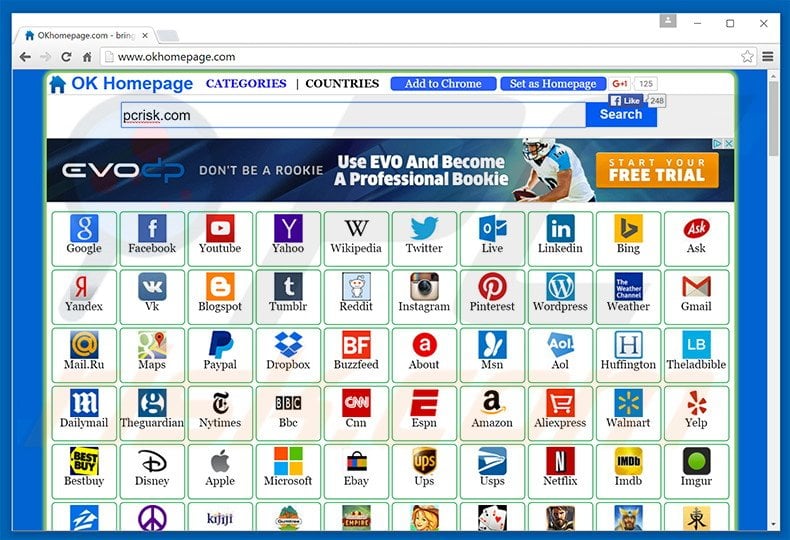 okhomepage.com browser hijacker