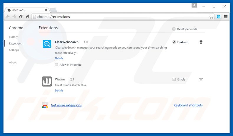 Removing onesearchbox.com related Google Chrome extensions