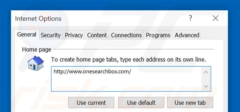 Removing onesearchbox.com from Internet Explorer homepage