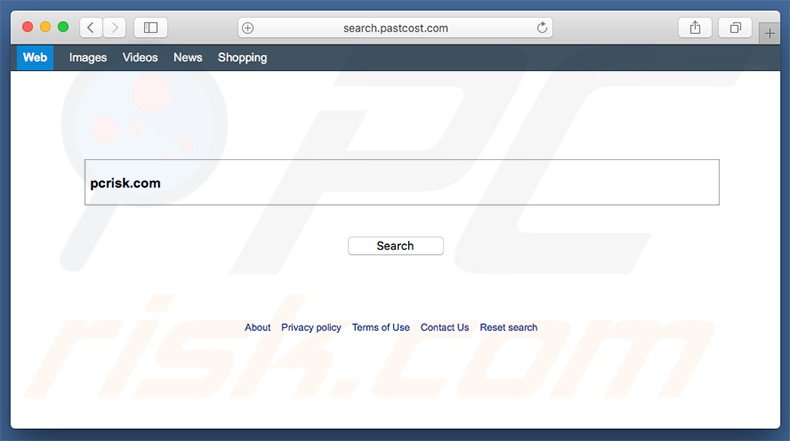 search.pastcost.com browser hijacker on a Mac computer