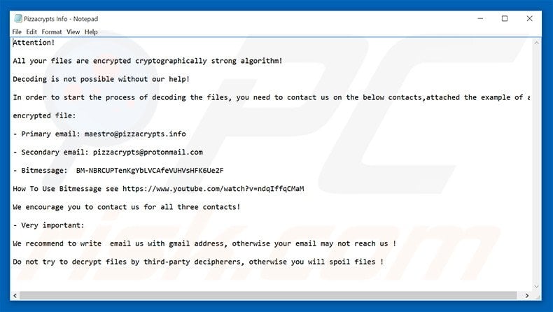 PizzaCrypts decrypt instructions