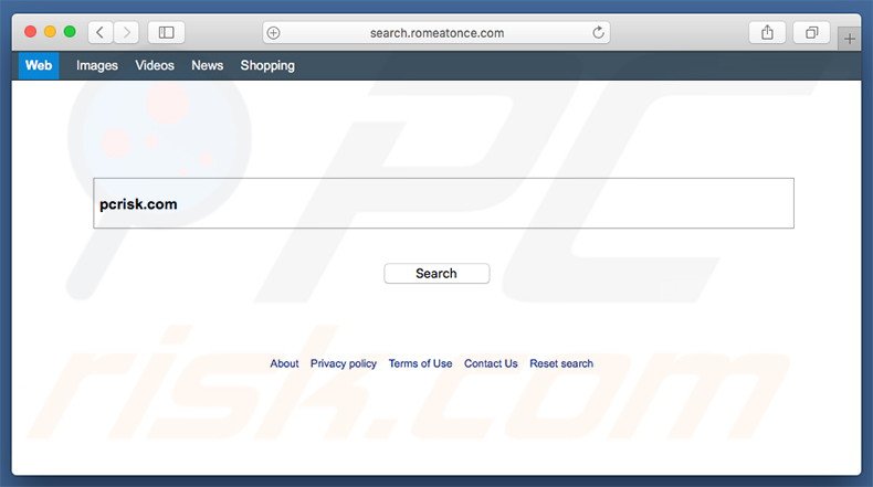 search.romeatonce.com browser hijacker on a Mac computer