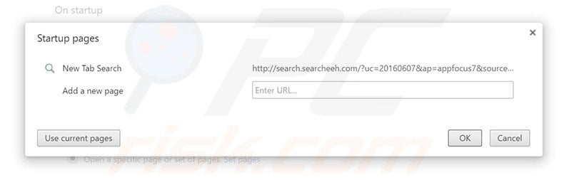 Removing search.searcheeh.com from Google Chrome homepage