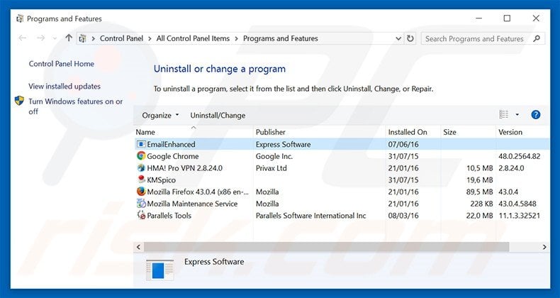 search.searcheeh.com browser hijacker uninstall via Control Panel