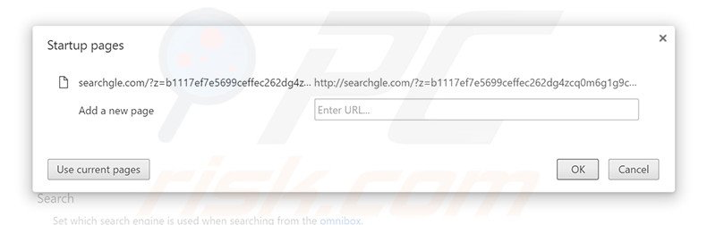 Removing searchgle.com from Google Chrome homepage