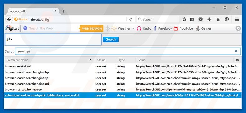 Removing searchgle.com from Mozilla Firefox default search engine