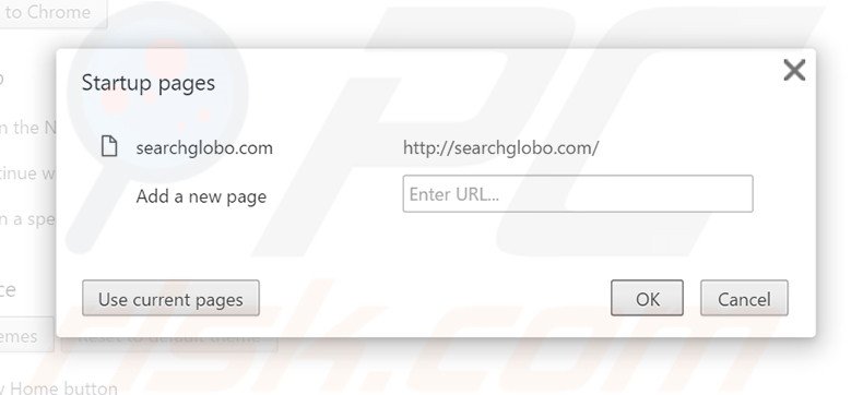 Removing searchglobo.com from Google Chrome homepage