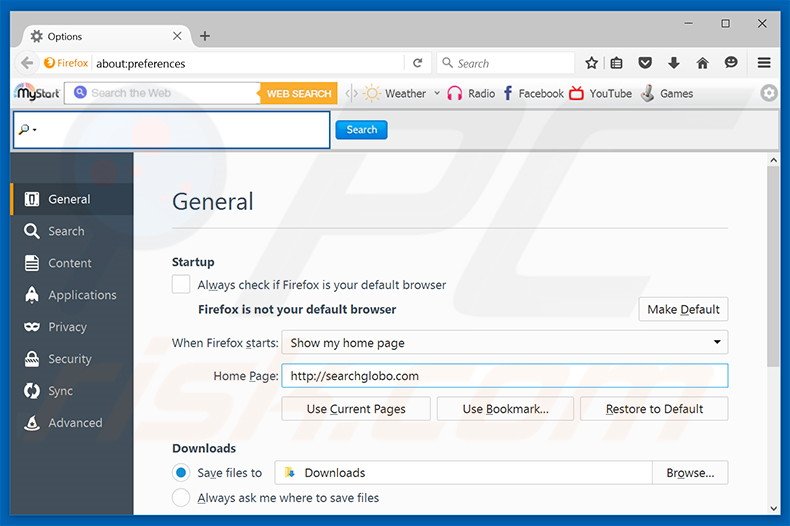 Removing searchglobo.com from Mozilla Firefox homepage