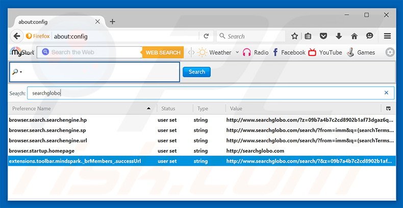 Removing searchglobo.com from Mozilla Firefox default search engine