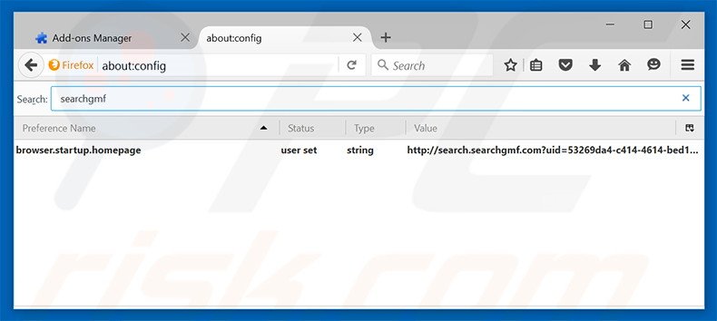 Removing search.searchgmf.com from Mozilla Firefox default search engine