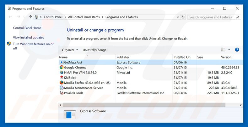 search.searchgmf.com browser hijacker uninstall via Control Panel
