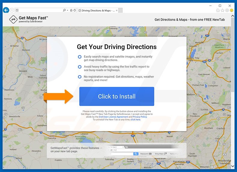 Website used to promote Get Maps Fast browser hijacker