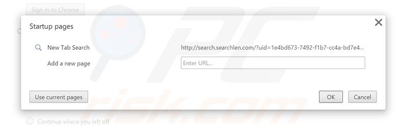 Removing search.searchlen.com from Google Chrome homepage